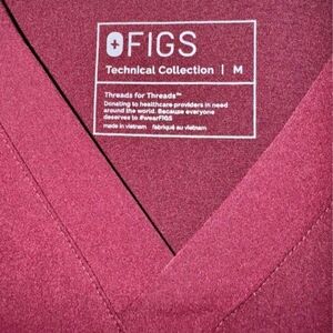 Figs Mens Scrubs Top Medium - Burgundy